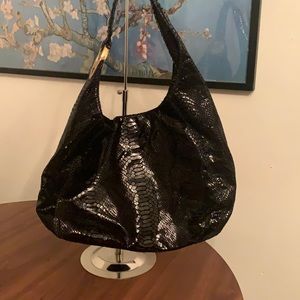 Michael Kors Black Snakeskin Hobo Handbag